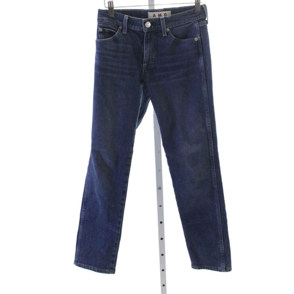 Amo Womens Straight Jeans Blue Mid Rise Cotton Blend Inseam 27 Size 23